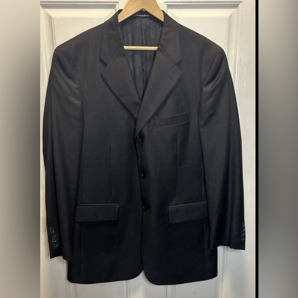 Murano Dillard's 40R Wool Italian Navy Blue 3 Button Blazer Sport Coat Jacket